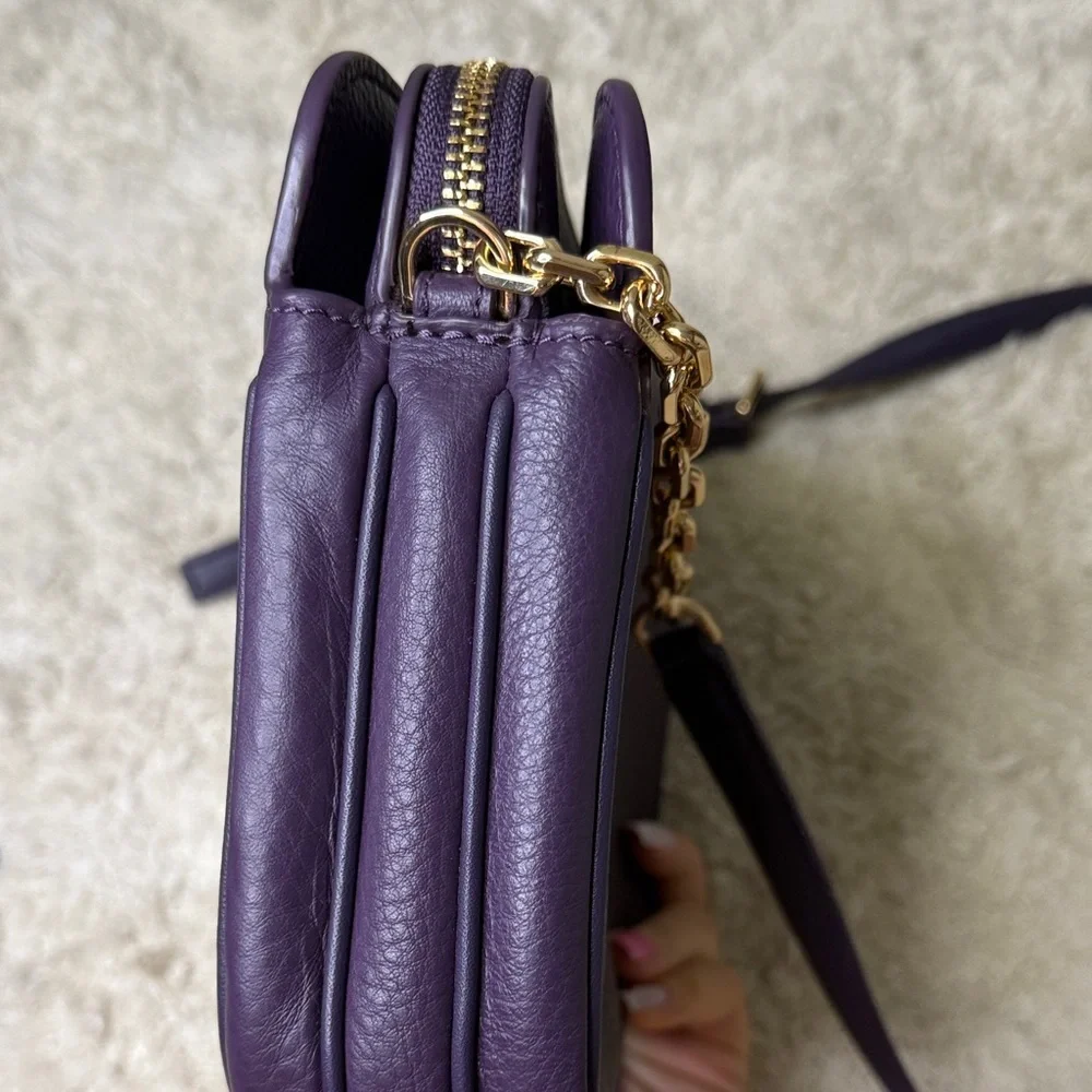 Tory Burch Dark Purple Crossbody Bag with Gold Accents - Picture 5 of 12